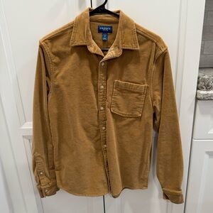 Arizona Jean Co corduroy tan button up shirt